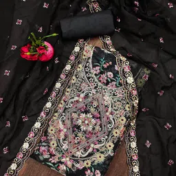 SAINOOR Embellished Organza Semi-Stitched Dress Material-picture-14