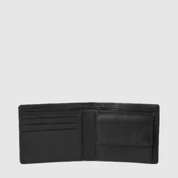 Louis Philippe Men Black Solid Leather Two Fold Wallet image 3