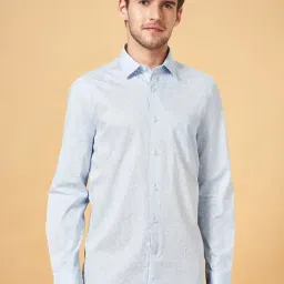 Peregrine By Pantaloons Blue Cotton Slim Fit Printed Shirt-picture-42