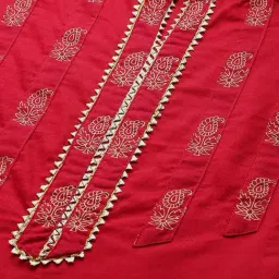 YASH GALLERY Red Cotton Printed A Line Kurta image 5