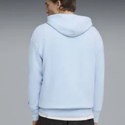 Puma Blue Cotton Relaxed Fit Logo Printed Hooded Sweatshirt image 2