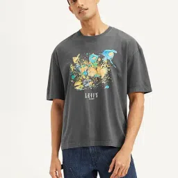 Levi'S Grey Cotton Loose Fit Printed T-Shirts-image-26