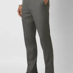 Peter England Grey Slim Fit Texture Trousers image 3