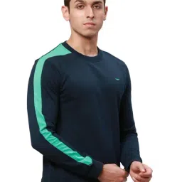 Park Avenue Green Slim Fit Striped Sweatshirt image 4