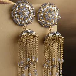 Priyaasi Gold-Toned & Grey Contemporary Studs Earrings-picture-22