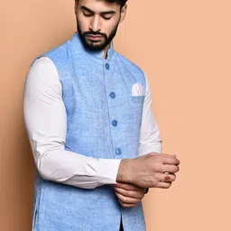 PRINTCULTR Textured Woven Nehru Jacket image 3