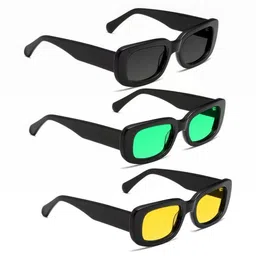 Arzonai Unisex Pack Of 3 UV Protected Rectangle Sunglasses COMBO-2712-picture-12