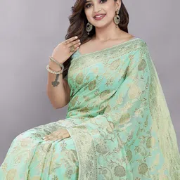 Rani Saahiba Woven Design Zari Art Silk Chanderi Saree image 5