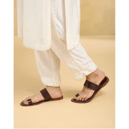 Fabindia Brown Leather Kolhapuris-image-36