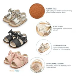 Neska Moda Bow Applique Detailed Velcro Closure Sandals - Pink image 3