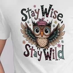Seekbuylove Men Cotton Stay Wise Wild Owl Printed Regular Fit Cotton Bio Finish T-shirt image 3