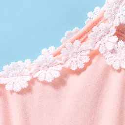 Kookie Kids Sleeveless Top with Floral Lace Detailing - Pink image 3