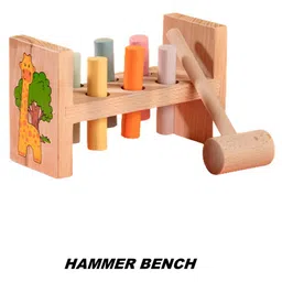 The Little Boo Wooden Hammer Bench-  Brown image 4