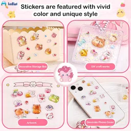 FunBlast 3D Cute Kawaii Stickers for Kids2 Sheets Multicolor image 4