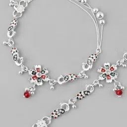 VOJ Silver-Plated Artificial Beads Anklet image 4