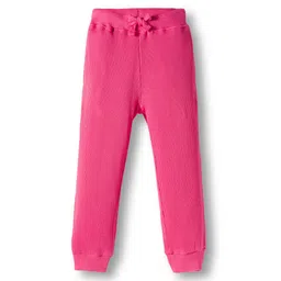 Mark & Mia Cotton Knit Full Raglan Sleeves Winter Wear Top & Lounge Pant Set with Heart Graphics and Frill Detailing - Black & Pink image 5