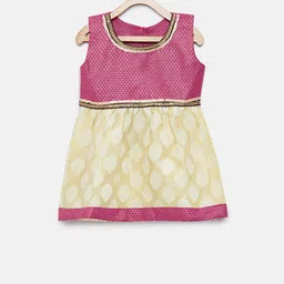 MANY FROCKS & Girls Pink & Cream Printed A-Line Dress image 1