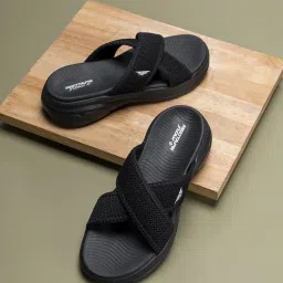 Red Tape Women's Black Cross Strap Sandals image 1