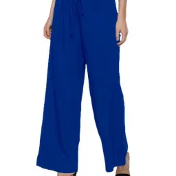 PATRORNA Dark Blue Loose Fit Mid Rise Palazzos image 1
