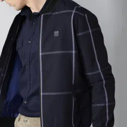 Rare Rabbit Navy Cotton Striped Regular Fit Jacket image 2