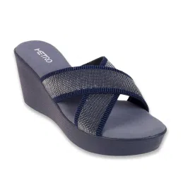Metro Women's Blue Cross Strap Wedges image 2