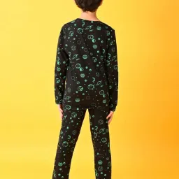 Anthrilo Boys Black & Green Printed Full Sleeves Night Suits image 2