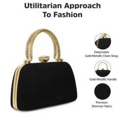 LAVIE Signature Black Shimmer Small Framed Clutch image 3