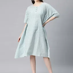 Cottinfab Green Striped Kaftan Midi Dress image 1