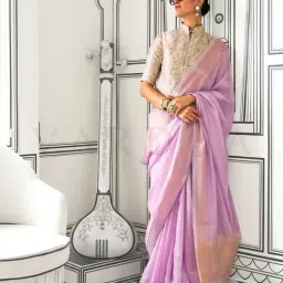 Vardha Lavender Woven Saree With Unstitched Blouse-image-48