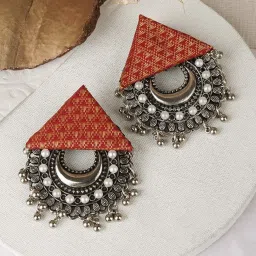 Teejh Ethnic Hanika Orange Fabric Stud Earring image 1