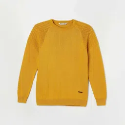 Fame Forever by Lifestyle Kids Mustard Cotton Regular Fit Full Sleeves Sweater image 1