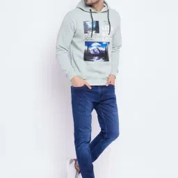 Duke Sage Green Hairy Regular Fit Printed Hooded Sweatshirt image 5