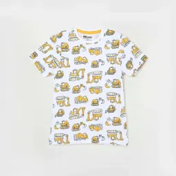 Fame Forever by Lifestyle Kids White & Orange Cotton Printed T-Shirt image 1