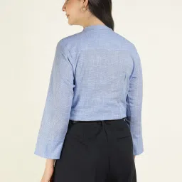 Hancock Blue Pure Cotton Regular Fit Self Pattern Top image 2