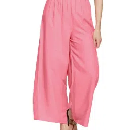 PATRORNA Pink Loose Fit Mid Rise Palazzos image 1