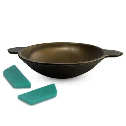 The Indus Valley Black Cast Iron 22.09 cm Vellapam Pan With Grip (0.5 L) image 1