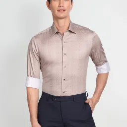 Arrow Pink Cotton Regular Fit Printed Shirt image 1