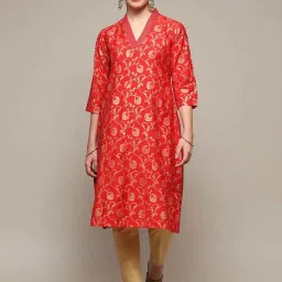 Biba Red Printed Straight Kurta image 1