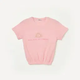 Fame Forever by Lifestyle Girls Light Pink Cotton Printed T-Shirt-picture-29