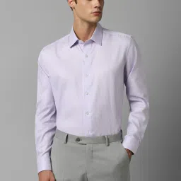 Luxure By Louis Philippe Purple Cotton Slim Fit Texture Shirt image 1