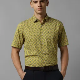Allen Solly Yellow Cotton Slim Fit Printed Shirt image 1