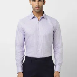 Van Heusen Purple Cotton Slim Fit Checks Shirt image 1