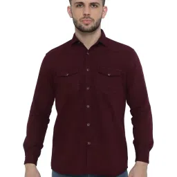 Kuons Avenue Dark Plum Slim Fit Denim Shirt image 1