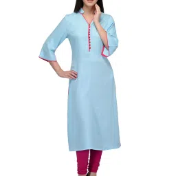 PATRORNA Light Blue Regular Fit Kurta image 1