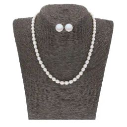 Sri Jagdamba Pearls Single Line Pearl White Alloy Necklace Set-picture-43