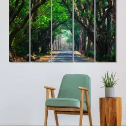 999Store Green Tree Covered Road Art 5 Frame MDF Paintings-picture-35