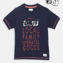 Blue Giraffe Kids Navy Cotton Printed T-Shirt-image-11