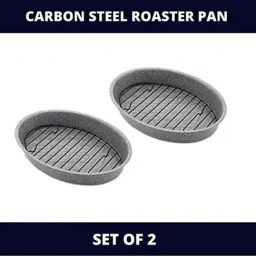 Femora Carbon Steel Non Stick Roaster Pan with Steel Rack - Set of 2-picture-36