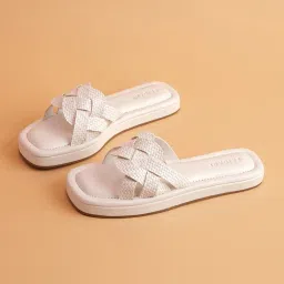 Eridani Women's Celia White Cross Strap Sandals image 1