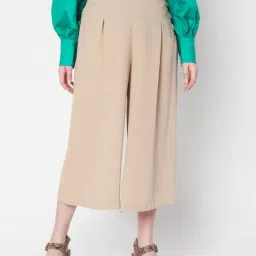 Vero Moda Beige Regular Fit Pleated Culottes-image-18